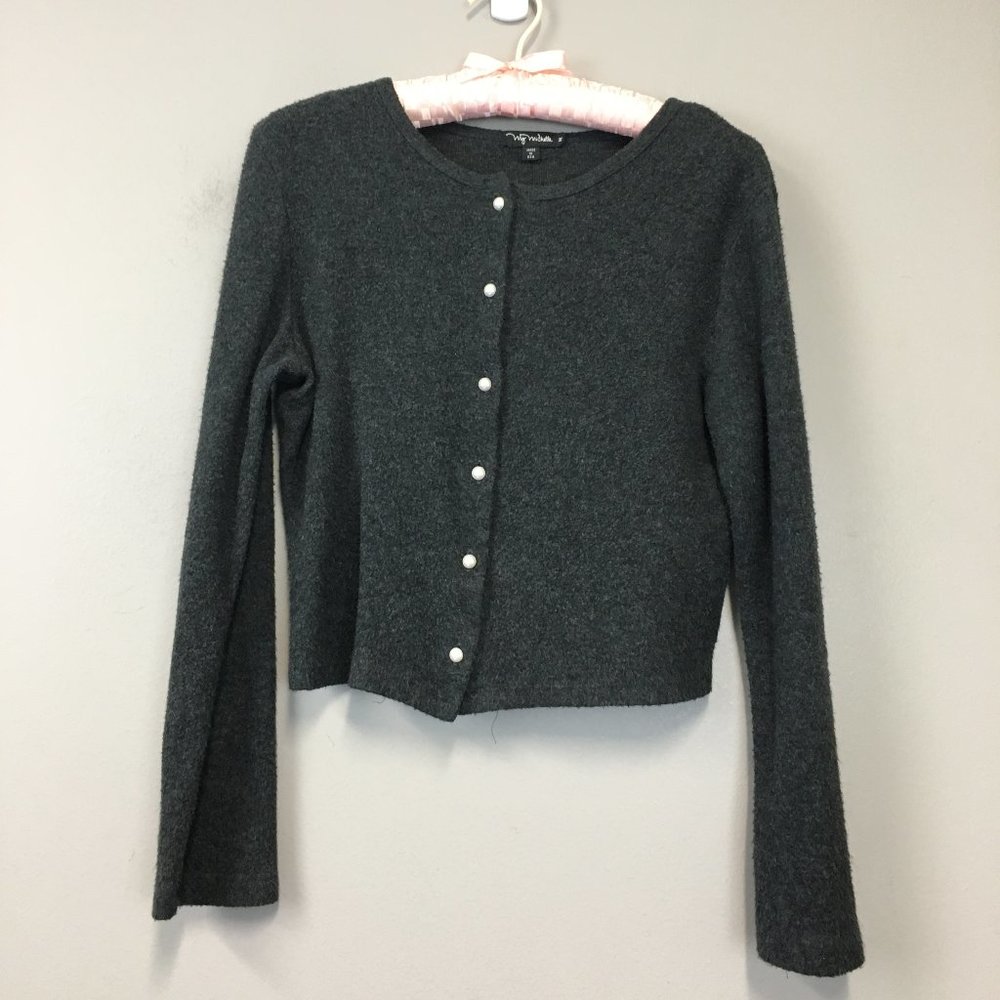 My Michelle Gray Button Front Button Cardigan
